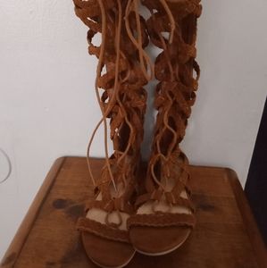 Merona knee high gladiator brown sandals sz 8